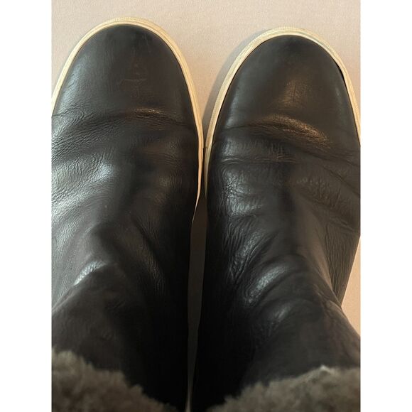 ~ M. Gemi Gia Leather Shearling Black Boots 40 Bow, Foldover Ankle 9 Chelsea - Picture 11 of 11